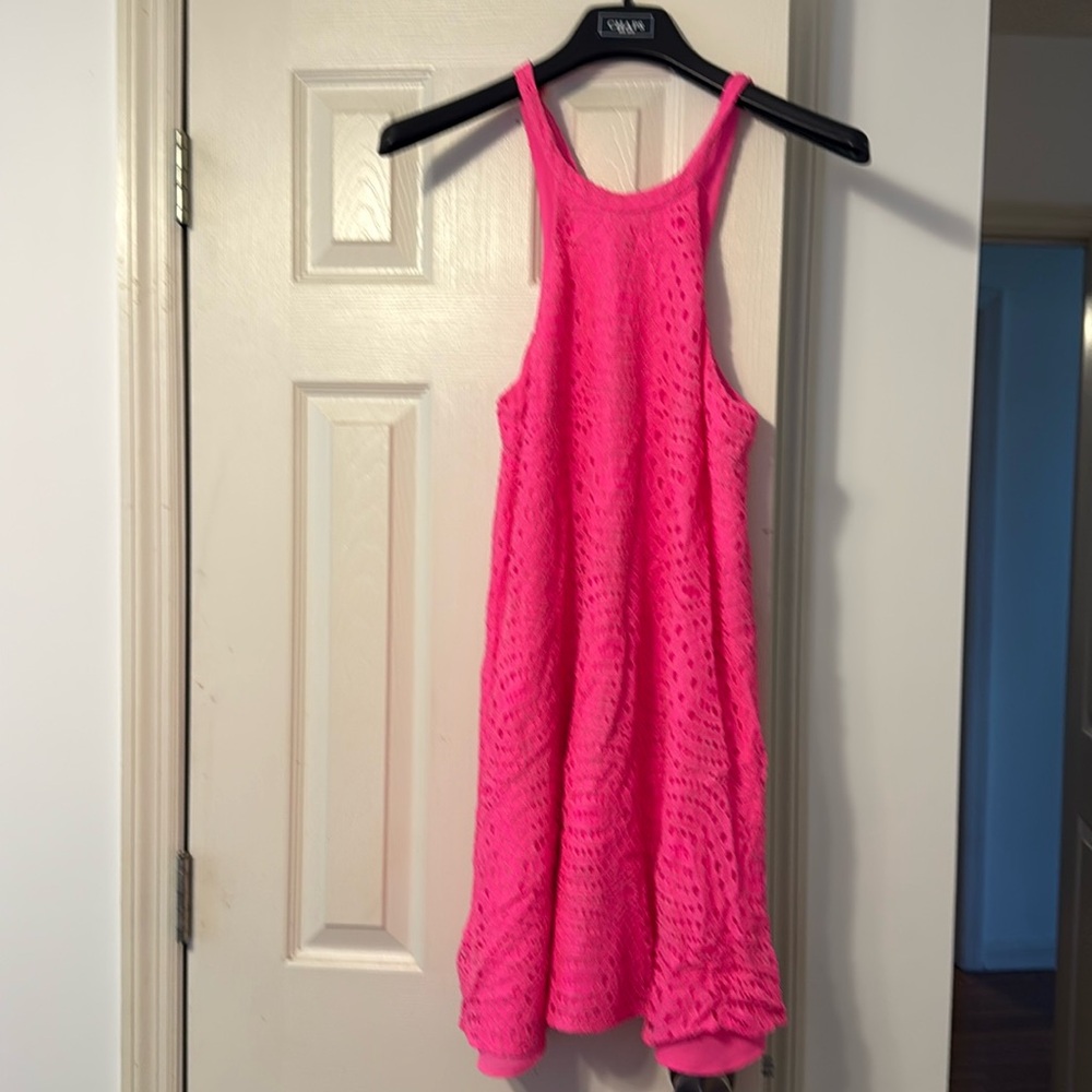 Lilly Pulitzer Hot Pink Crochet Tank Dress